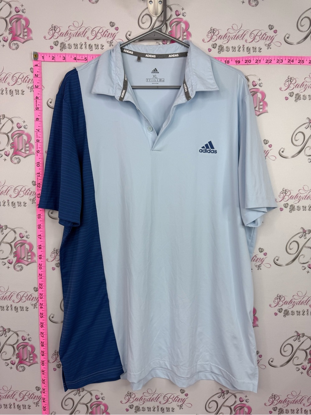 Adidas Men's Two-Tone Light Blue & Navy Polo Shirt